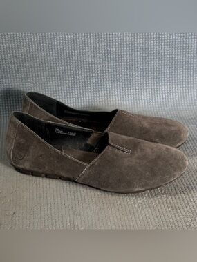 Born Sebra Gray Suede Comfort Moccasin Flat Loafers Shoes Women’s Size 6